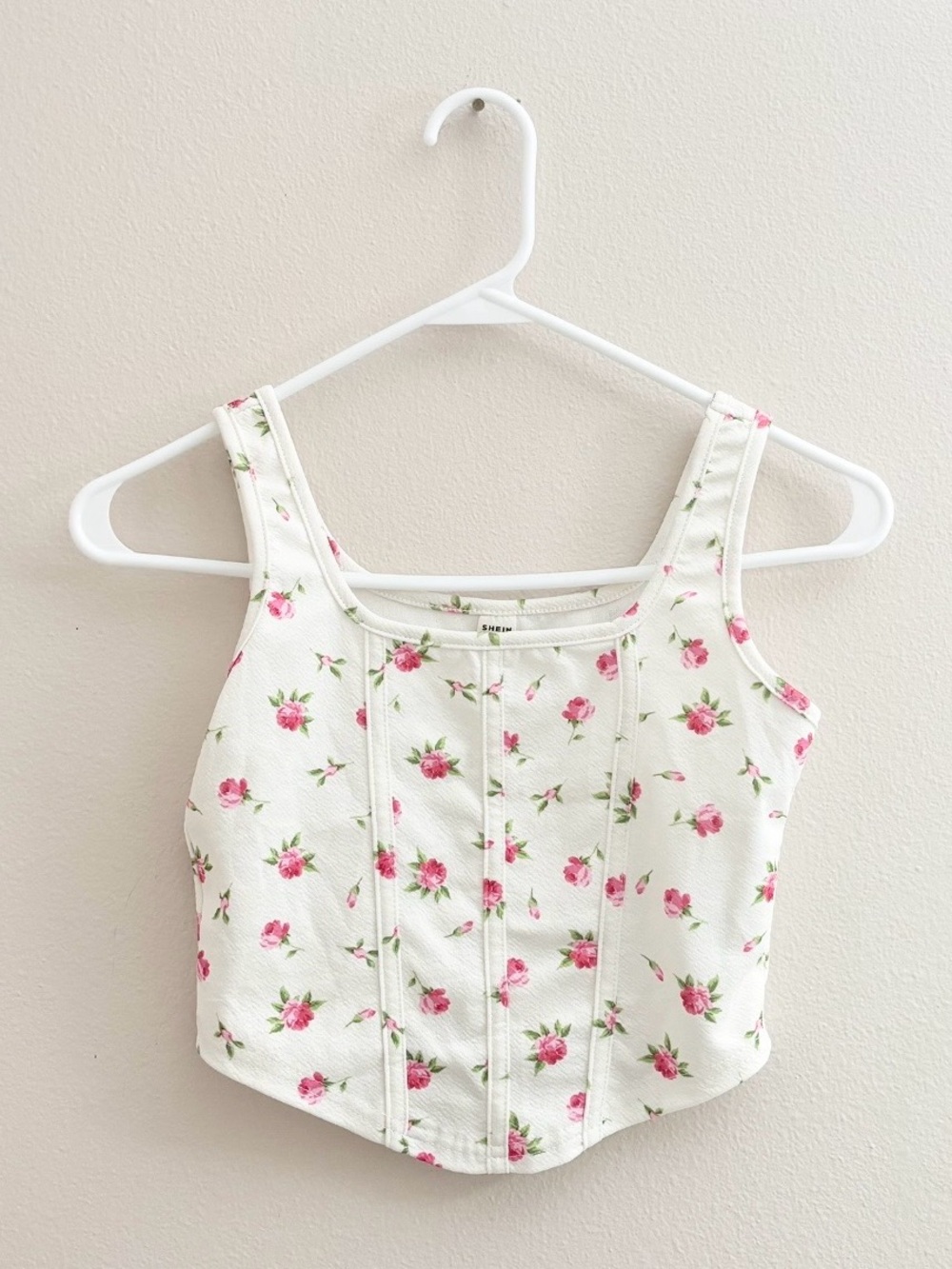 5/$25 🩷 SHEIN Teen White Floral Corset Style Top